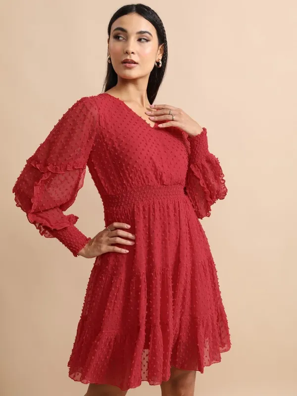 Self Design Fit & Flare Dress