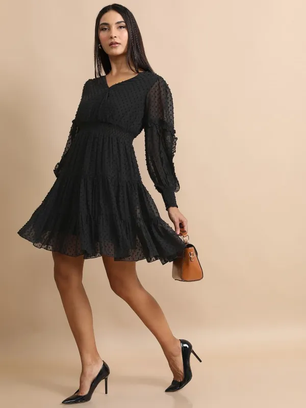 Self Design Fit & Flare Dress