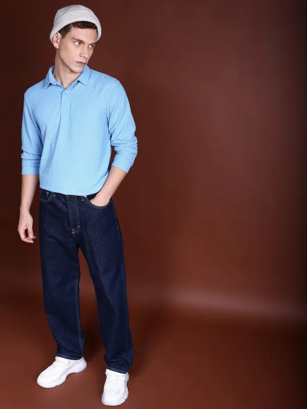 Men Solid Polo Collar T-Shirt