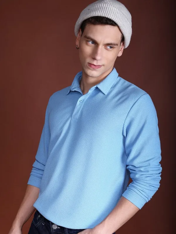 Men Solid Polo Collar T-Shirt