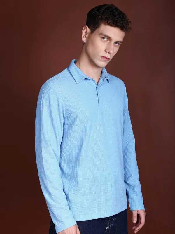 Men Solid Polo Collar T-Shirt