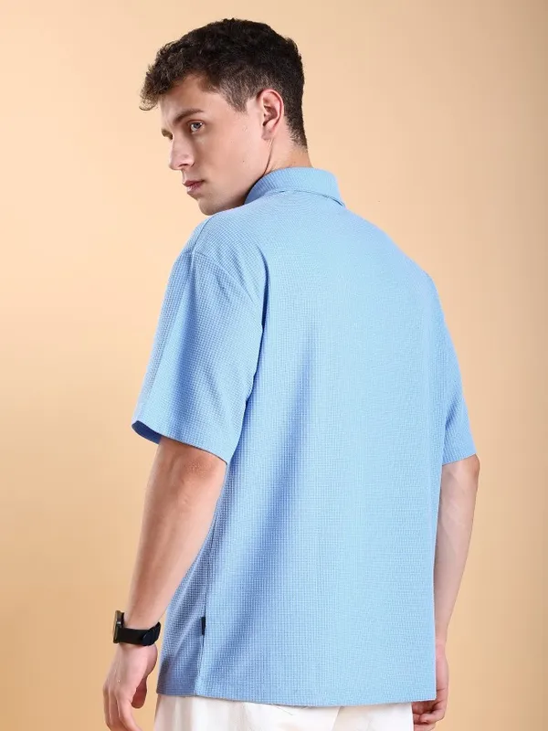 Highlander Men Blue Solid Oversized Fit Polo T-Shirt