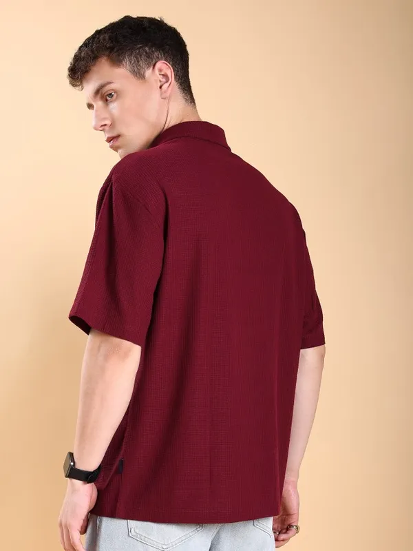  Highlander Men Maroon Solid Polo Collar T-Shirts