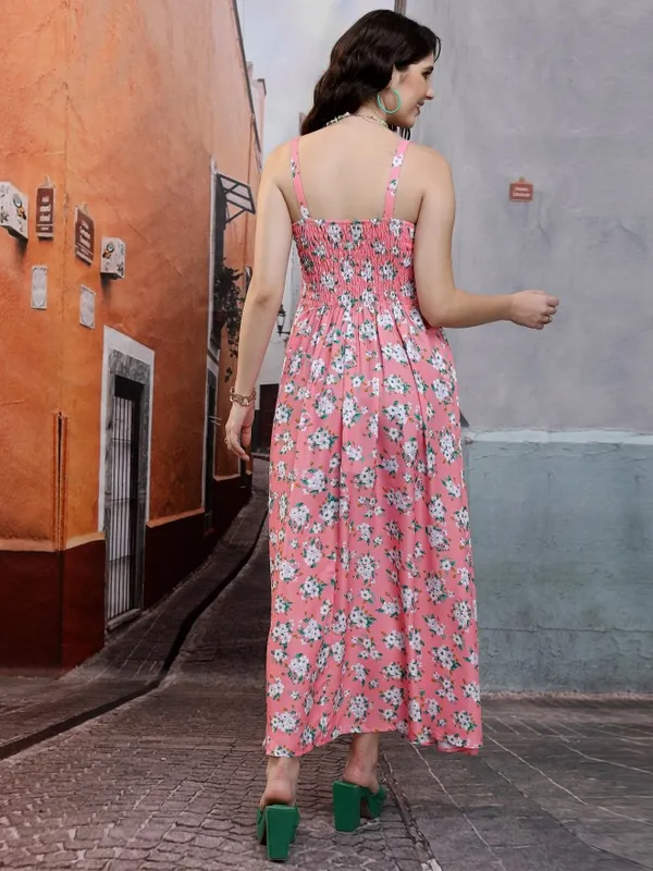 Tokyo Talkies Women Pink Printed Maxi Dress