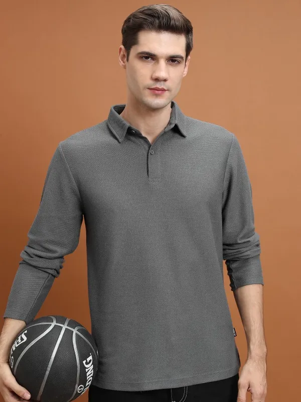 Solid Polo Collar T-Shirt