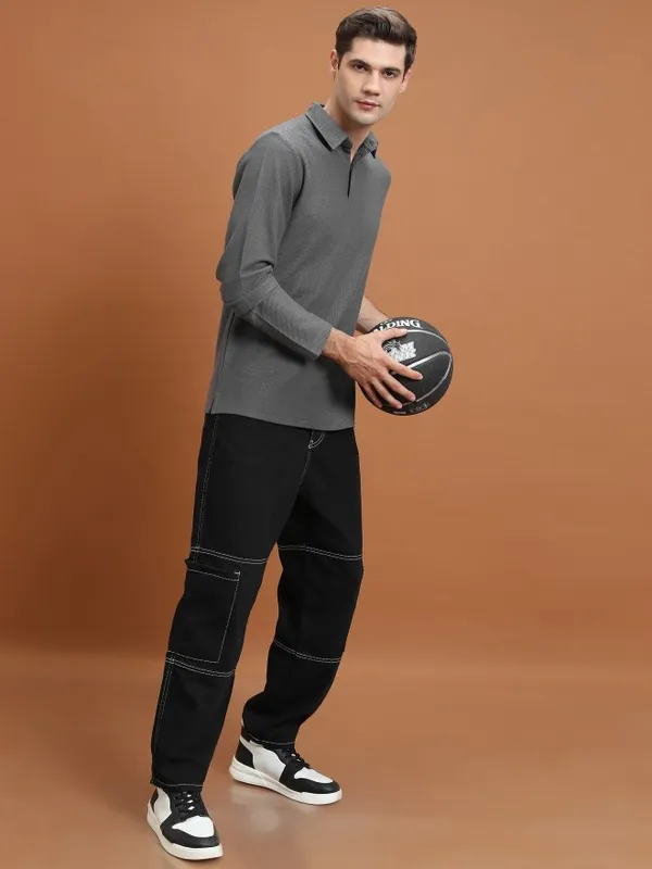 Solid Polo Collar T-Shirt