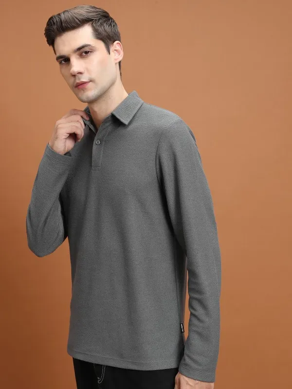 Solid Polo Collar T-Shirt