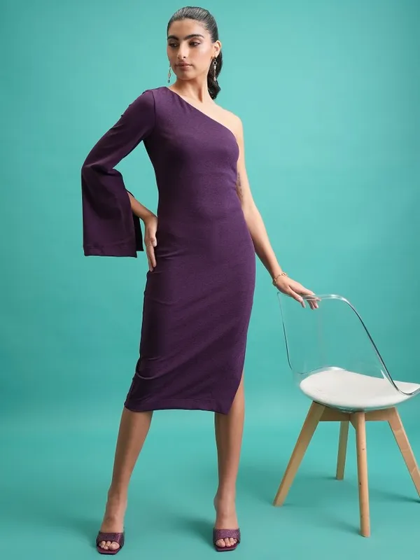 Tokyo Talkies Women Purple Solid Sheath Dress