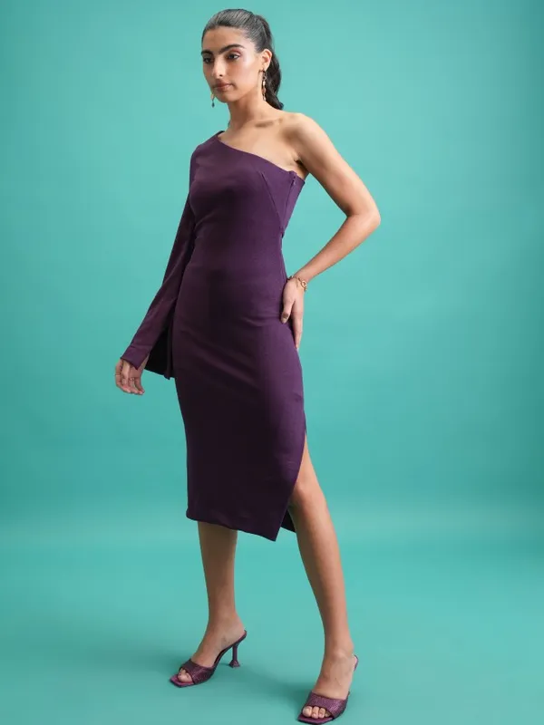 Tokyo Talkies Women Purple Solid Sheath Dress