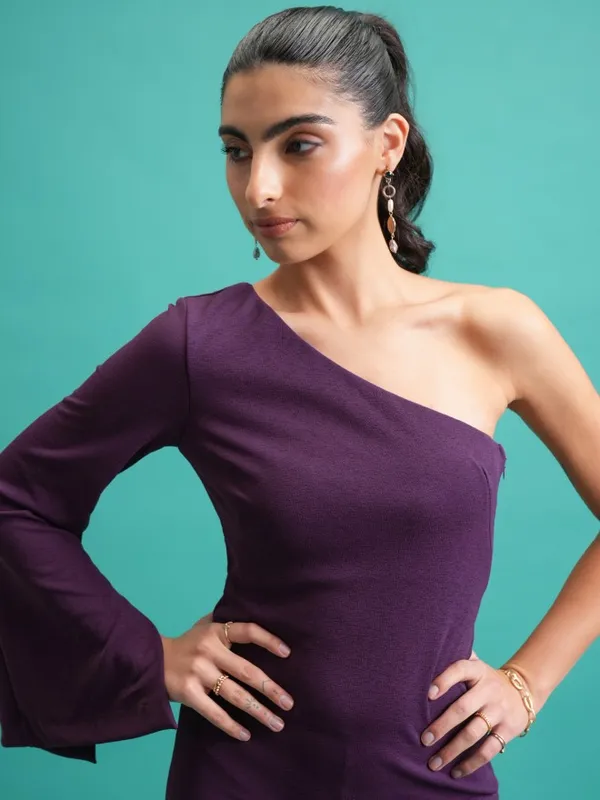 Tokyo Talkies Women Purple Solid Sheath Dress