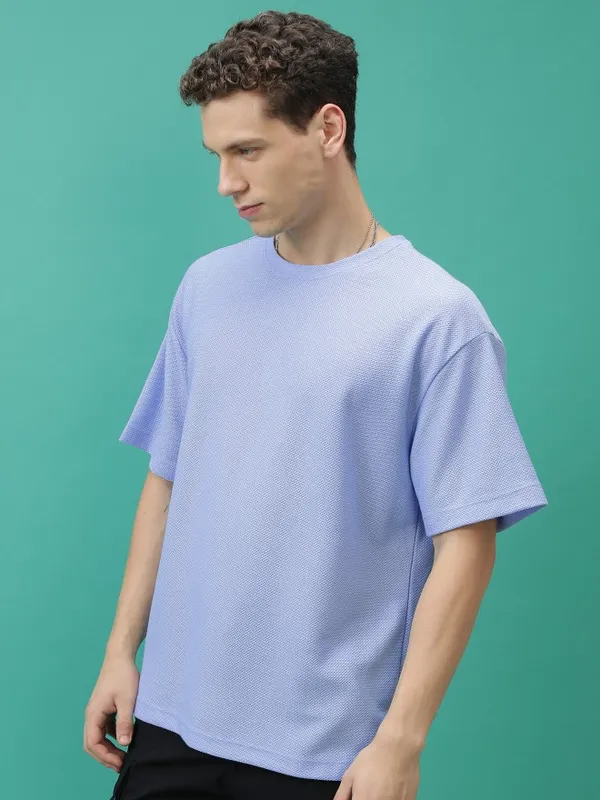  Highlander Men Lavender Solid Round Neck T-Shirts