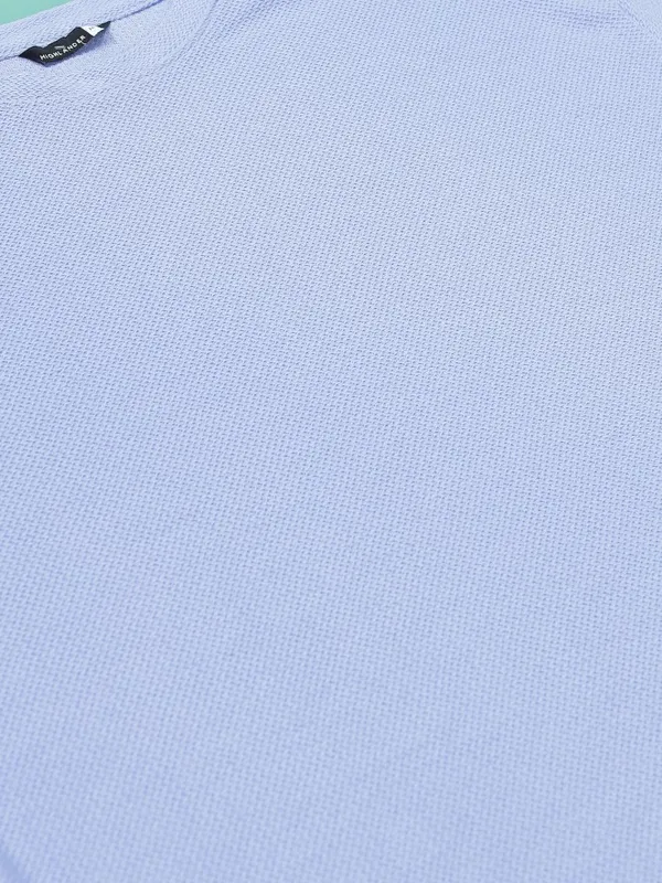  Highlander Men Lavender Solid Round Neck T-Shirts