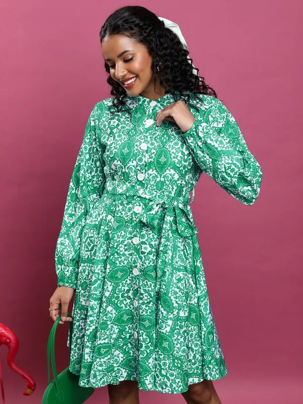 Printed A-Line Dress