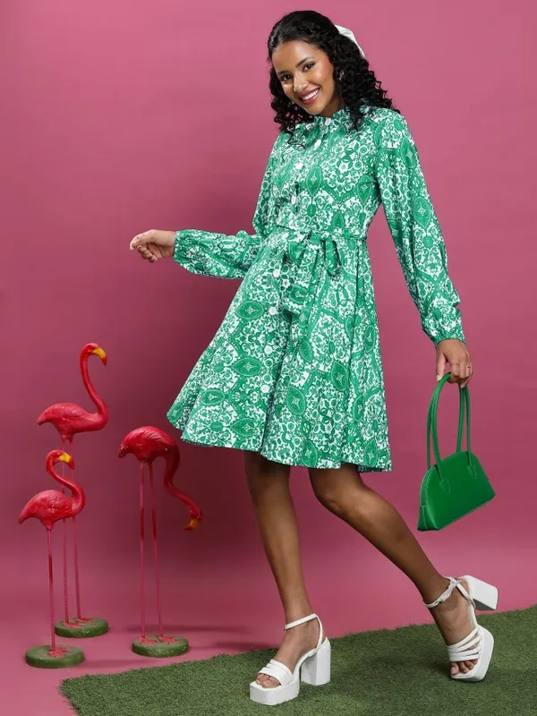 Printed A-Line Dress