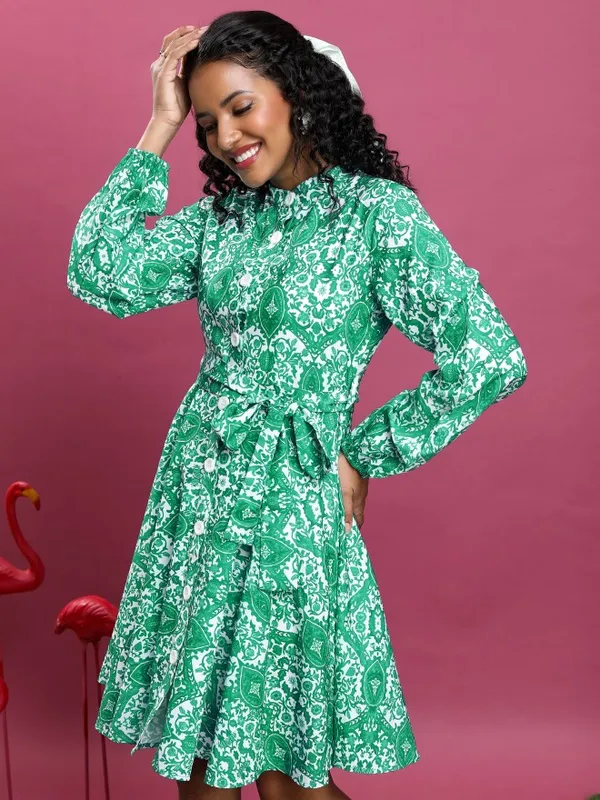 Printed A-Line Dress