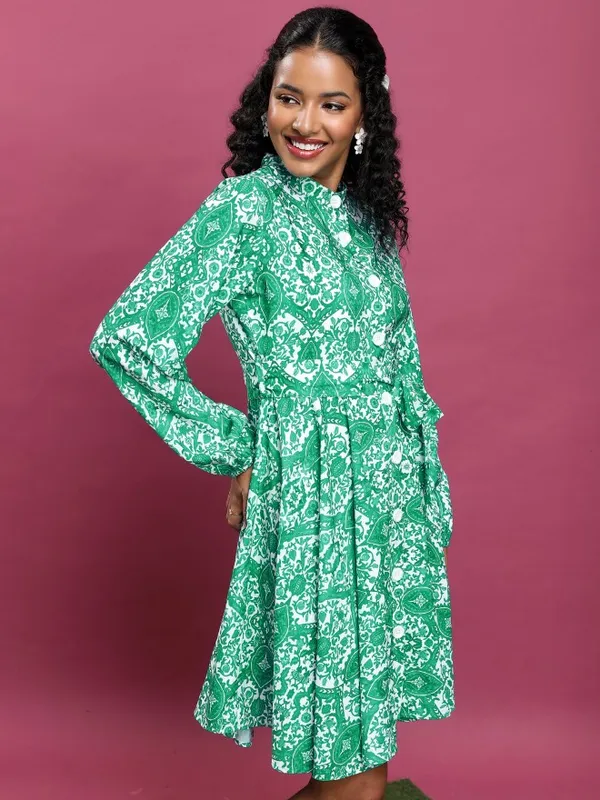 Printed A-Line Dress