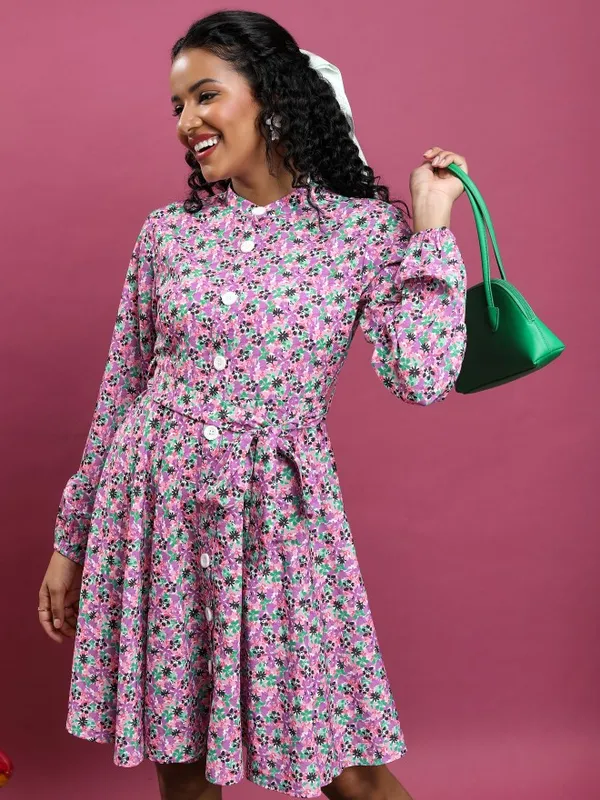 Printed A-Line Dress