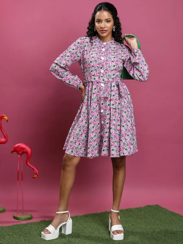 Printed A-Line Dress