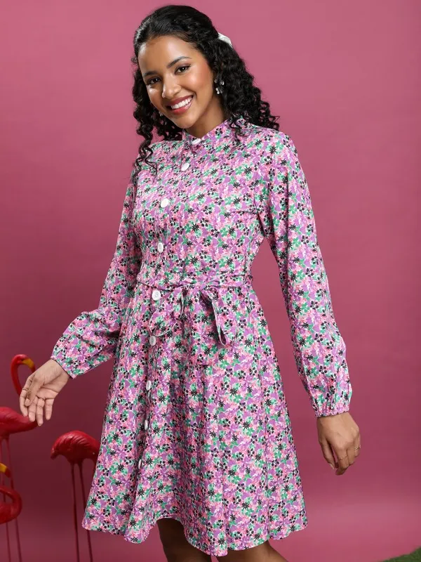 Printed A-Line Dress