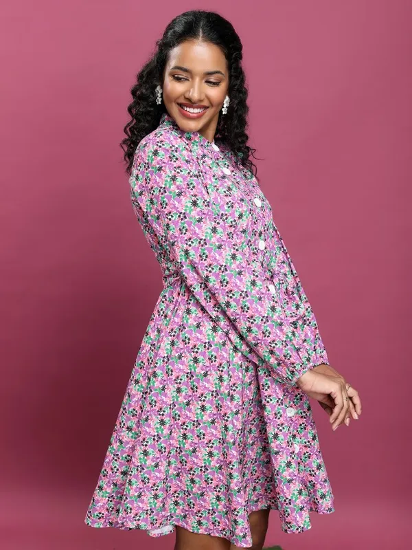 Printed A-Line Dress