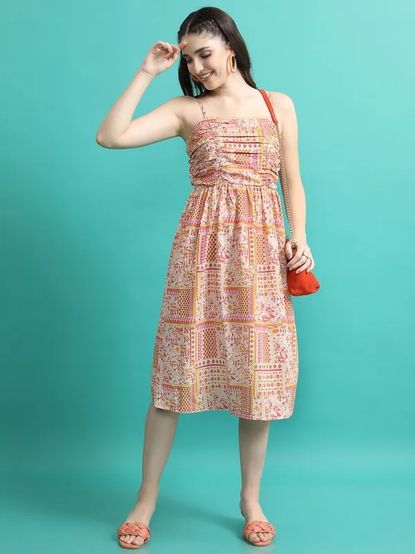  Tokyo Talkies Women Green Printed Fit And Flare Dresses