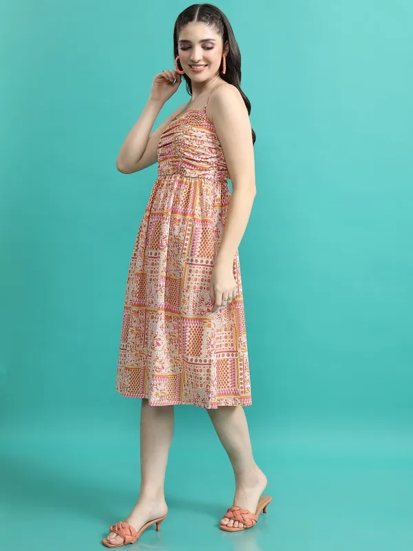  Tokyo Talkies Women Green Printed Fit And Flare Dresses