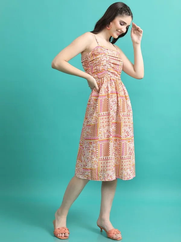  Tokyo Talkies Women Green Printed Fit And Flare Dresses