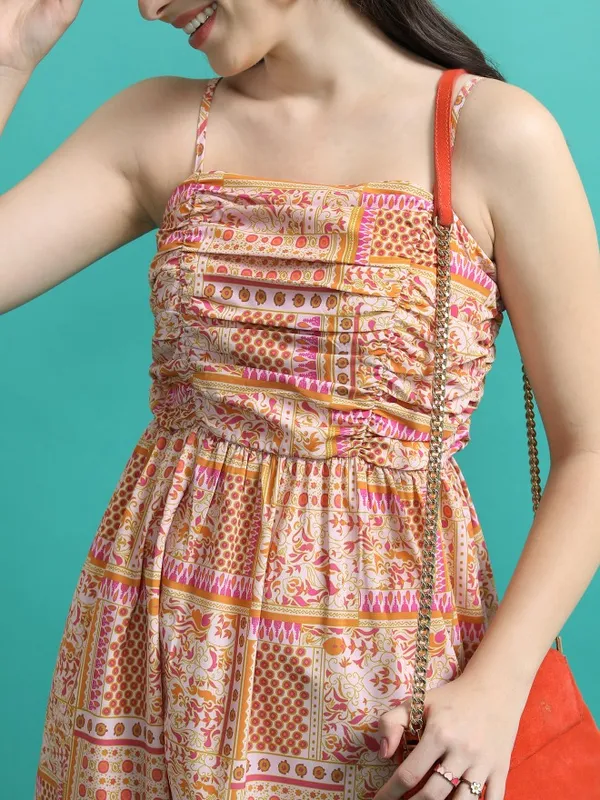  Tokyo Talkies Women Green Printed Fit And Flare Dresses
