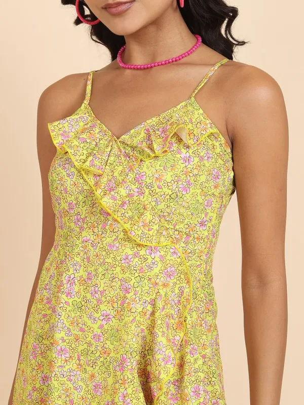  Tokyo Talkies Women Yellow Printed Wrap Dresses