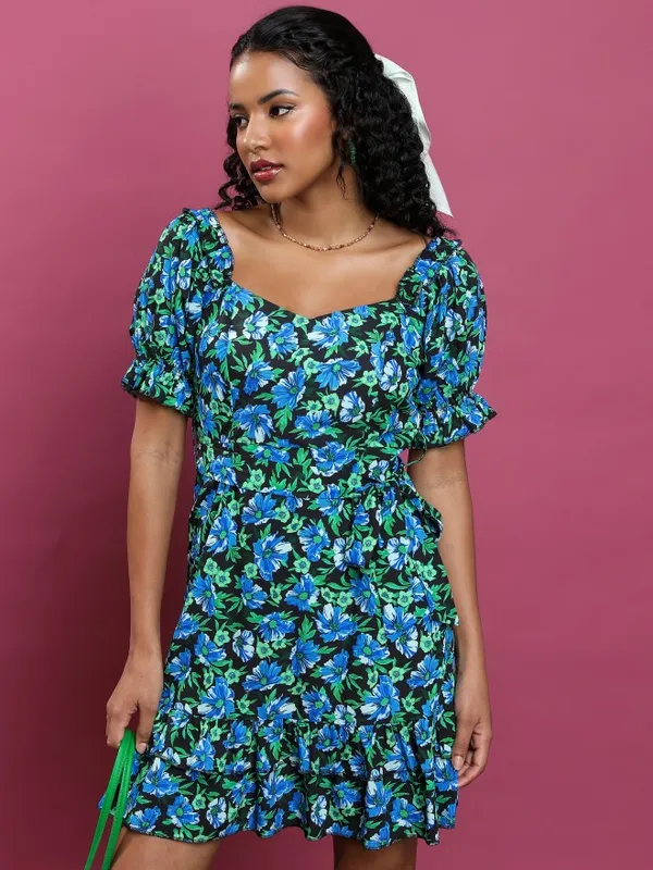  Tokyo Talkies Women Black Printed Drop-Waist Dresses