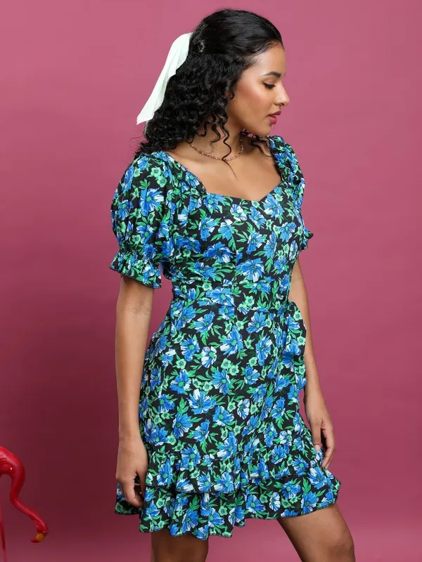  Tokyo Talkies Women Black Printed Drop-Waist Dresses