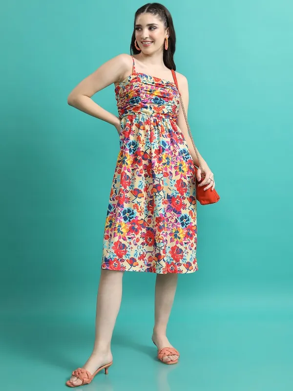  Tokyo Talkies Women Red Printed Fit And Flare Dresses