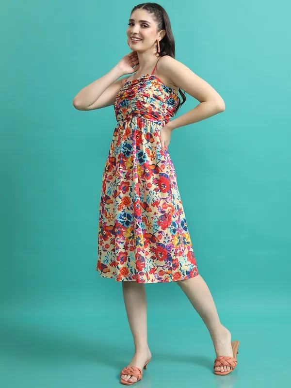  Tokyo Talkies Women Red Printed Fit And Flare Dresses