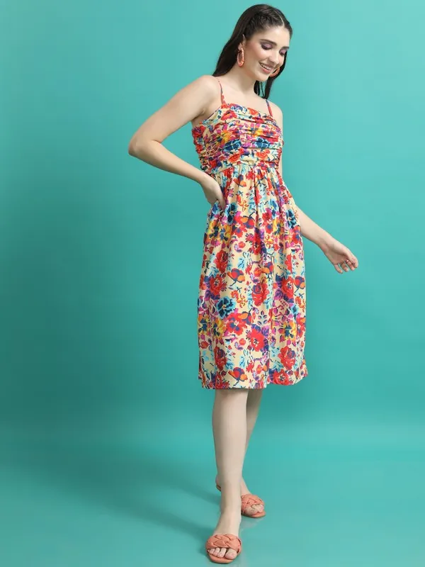  Tokyo Talkies Women Red Printed Fit And Flare Dresses