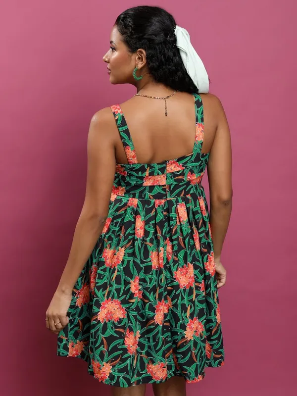 Printed Fit and Flare Dress