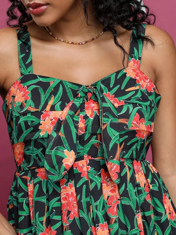 Printed Fit and Flare Dress