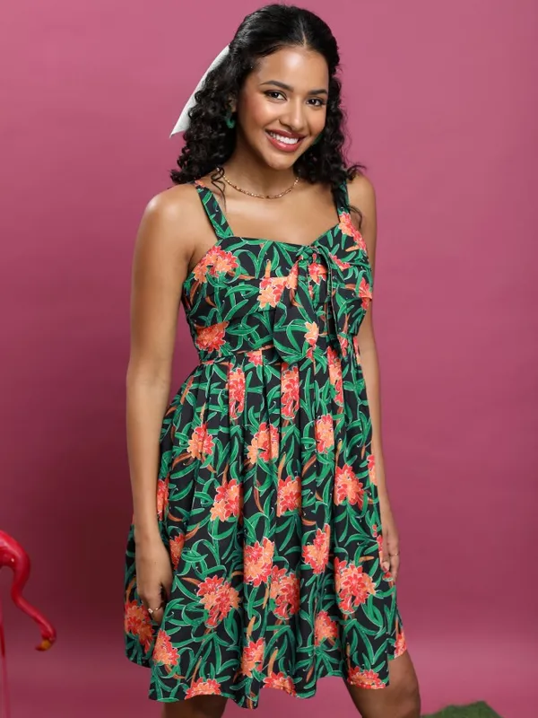 Printed Fit and Flare Dress