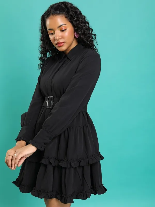  Tokyo Talkies Women Black Solid Shirt Dresses