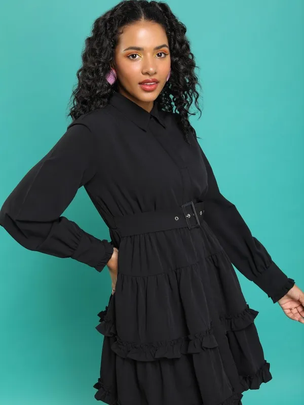  Tokyo Talkies Women Black Solid Shirt Dresses