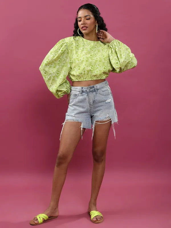 Printed Bardot Top