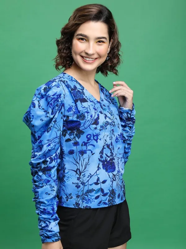 Printed Blouson Top