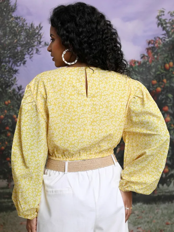  Tokyo Talkies Women Yellow Printed Regular Tops