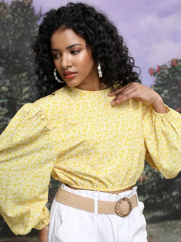  Tokyo Talkies Women Yellow Printed Regular Tops