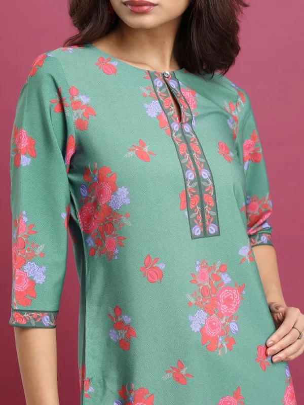  Ketch Women Teal Printed Straight Kurtas