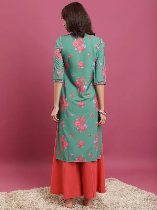  Ketch Women Teal Printed Straight Kurtas
