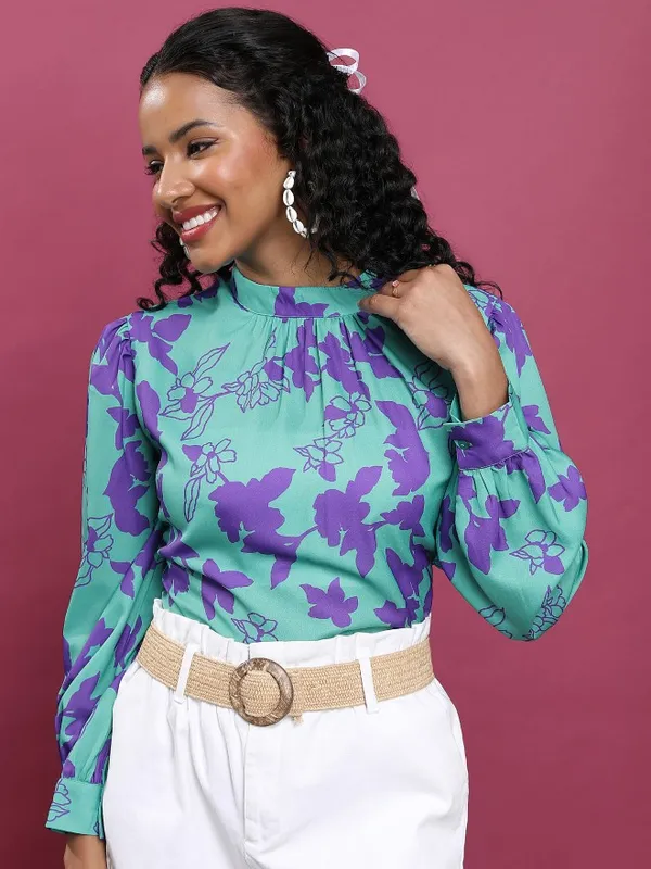Printed Blouson Top