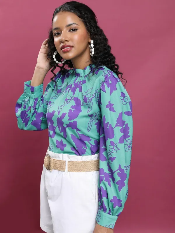 Printed Blouson Top