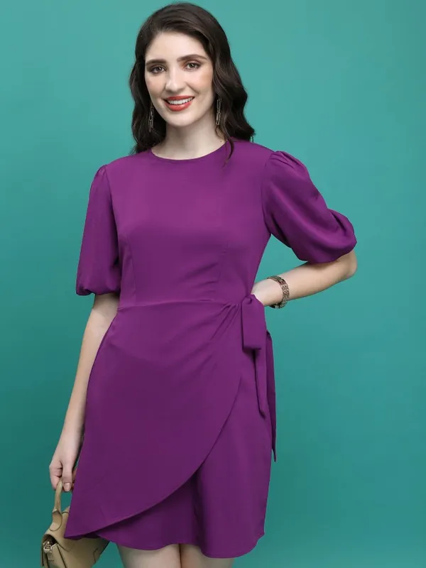 Solid Wrap Dress