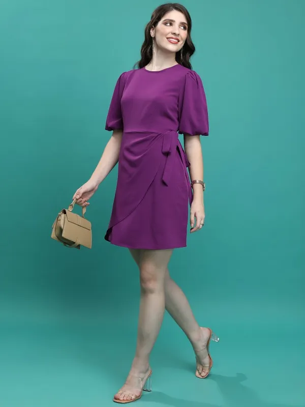 Solid Wrap Dress