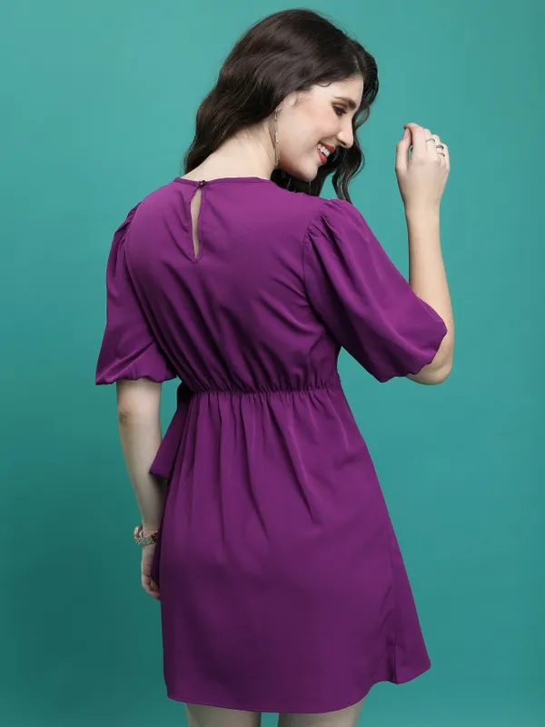 Solid Wrap Dress